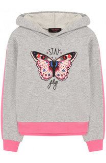 Худи джерси с принтом и контрастной отделкой Juicy Couture