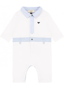 Хлопковый комбинезон с декоративной отделкой Armani Junior