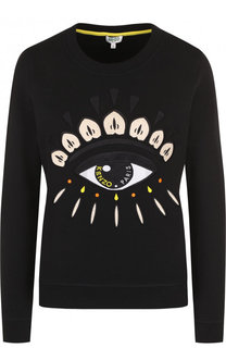 Хлопковый свитшот с контрастной вышивкой Kenzo