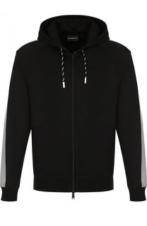 Хлопковая толстовка на молнии с капюшоном Emporio Armani