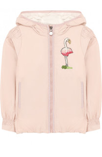 Ветровка на молнии с капюшоном и вышивкой бисером Moncler Enfant