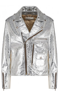 Укороченная кожаная куртка с косой молнией Golden Goose Deluxe Brand