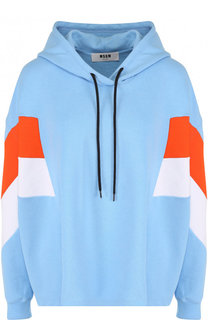 Хлопковая толстовка свободного кроя с капюшоном MSGM