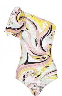 Слитный купальник с ярким принтом и бантом Emilio Pucci