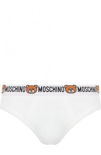 Хлопковые брифы с широкой резинкой Moschino