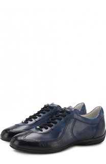 Кожаные кроссовки на шнуровке Santoni