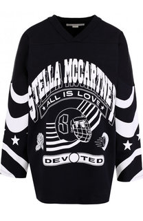 Хлопковый пуловер свободного кроя с принтом Stella McCartney