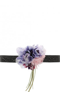 Пояс из смеси шелка с хлопком и декором в виде цветка Dolce &amp; Gabbana