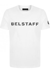 Хлопковая футболка с логотипом бренда Belstaff