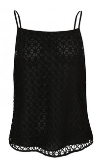 Однотонный кружевной топ с V-образным вырезом Emporio Armani