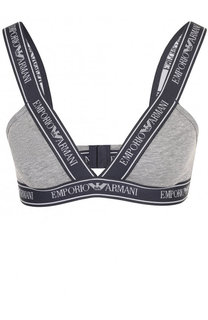 Хлопковый треугольный бюстгальтер с логотипом бренда Emporio Armani