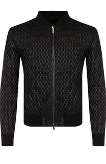 Кожаный бомбер на молнии с эластичными манжетами Emporio Armani
