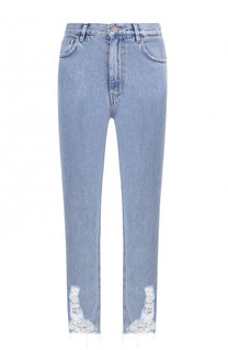Укороченные джинсы прямого кроя с потертостями MiH Jeans