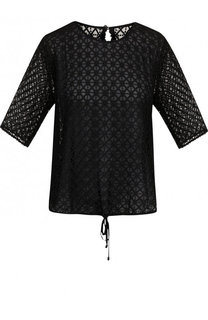 Однотонный кружевной топ с круглым вырезом Emporio Armani