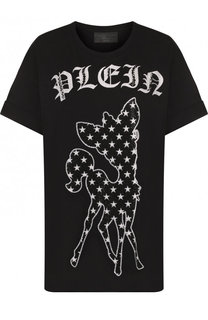 Хлопковая футболка свободного кроя со стразами Philipp Plein