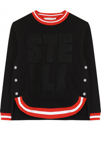 Хлопковый свитшот с контрастной отделкой и перфорацией Stella McCartney