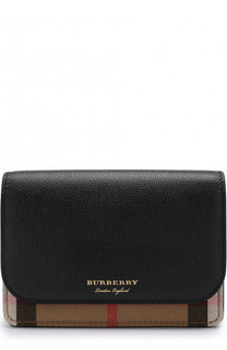 Хлопковый кошелек в клетку с кожаной отделкой Burberry