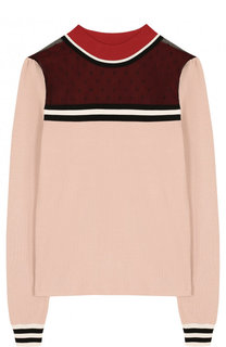 Пуловер из вискозы с круглым вырезом и кружевной вставкой REDVALENTINO