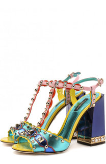 Кожаные босоножки Keira с декором на массивном каблуке Dolce &amp; Gabbana
