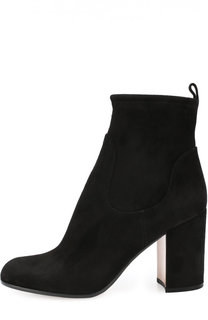 Замшевые ботильоны на устойчивом каблуке Gianvito Rossi