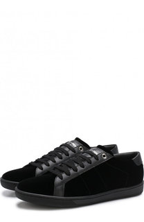 Бархатные кеды Court Classic на шнуровке Saint Laurent