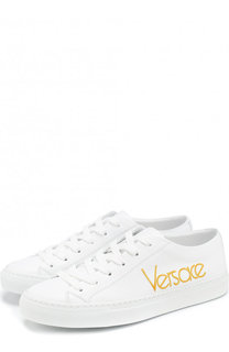 Кожаные кеды с логотипом бренда Versace