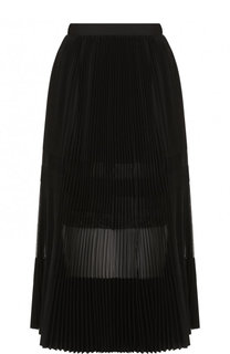 Полупрозрачная плиссированная юбка-миди Sacai
