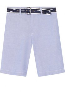 Хлопковые шорты с контрастным ремнем Polo Ralph Lauren