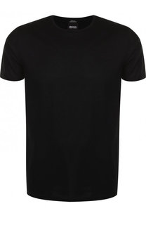 Однотонная хлопковая футболка с круглым вырезом BOSS
