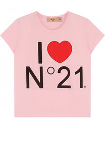 Хлопковая футболка с принтом No. 21