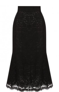 Однотонная кружевная юбка-миди Dolce &amp; Gabbana