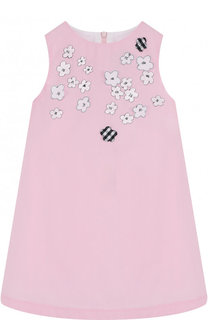 Мини-платье из полиэстера и хлопка А-силуэта с плиссированной вставкой на спине Simonetta