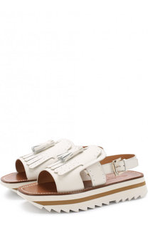 Кожаные сандалии с бахромой Santoni