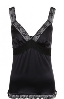 Шелковый топ с кружевной отделкой Dolce &amp; Gabbana