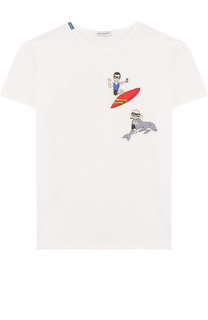 Хлопковая футболка с нашивками Dolce &amp; Gabbana