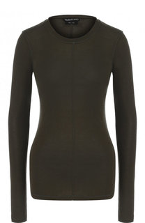 Однотонный шелковый пуловер с круглым вырезом Tom Ford
