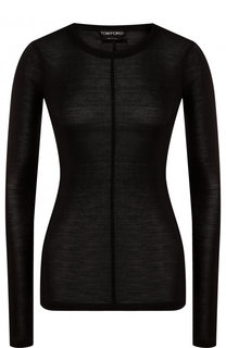 Однотонный шелковый пуловер с круглым вырезом Tom Ford