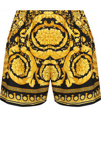 Шелковые мини-шорты с принтом Versace