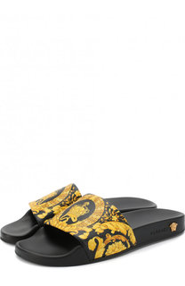 Кожаные шлепанцы Barocco Versace