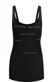 Топ из смеси хлопка и вискозы с круглым вырезом и надписями Ann Demeulemeester