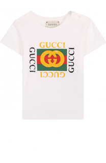 Хлопковая футболка с логотипом бренда Gucci