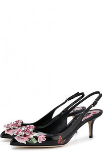 Кожаные туфли Bellucci с принтом на каблуке kitten heel Dolce &amp; Gabbana