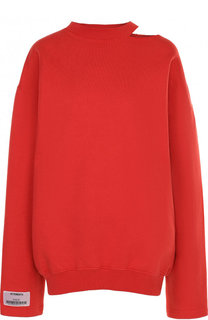 Однотонный хлопковый пуловер свободного кроя Vetements