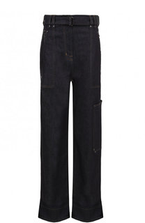 Расклешенные джинсы с контрастной прострочкой и поясом Tom Ford