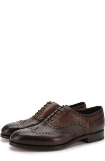 Кожаные оксфорды с брогированием Santoni