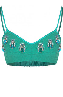 Однотонный кроп-топ из смеси хлопка и шерсти с декоративной отделкой Emilio Pucci