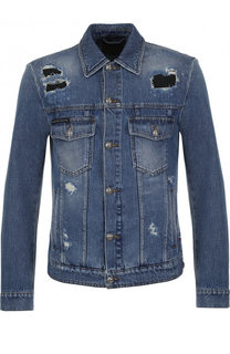 Джинсовая куртка на пуговицах с потертостями Philipp Plein