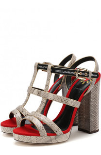 Босоножки Keira из кожи змеи на устойчивом каблуке Dolce &amp; Gabbana