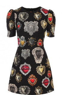 Приталенное мини-платье с контрастным принтом Dolce &amp; Gabbana