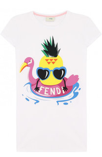 Хлопковая футболка с принтом Fendi Roma